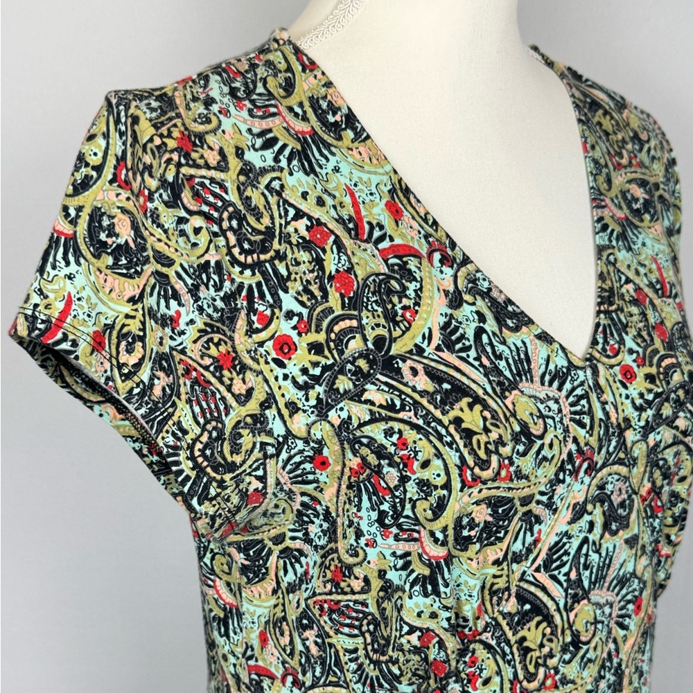 Sahalie Short Sleeve Dress Colorful Paisley Print Large Casual Dress Athleisure - Picture 4 of 8